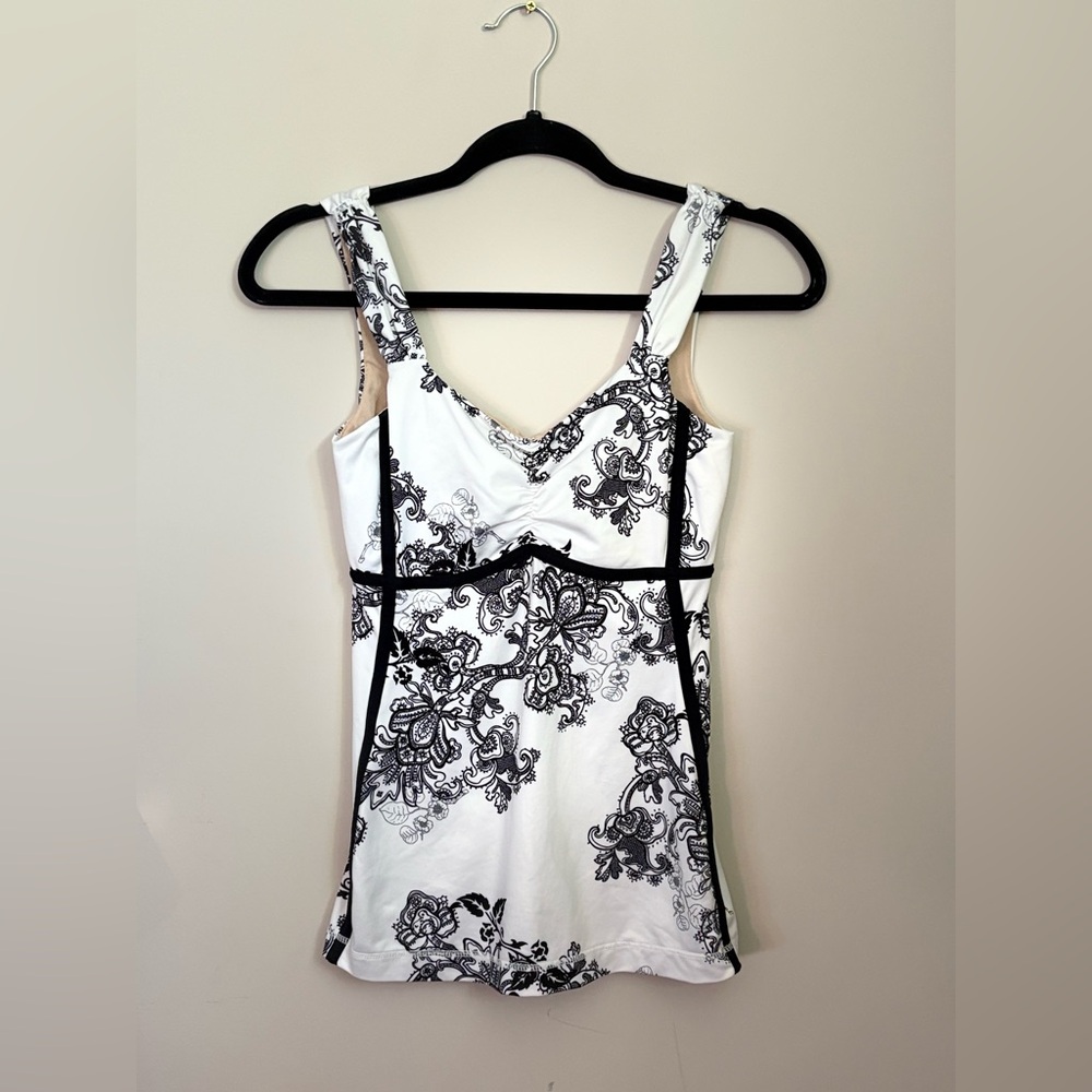 Lululemon Black and White Floral Tank Top